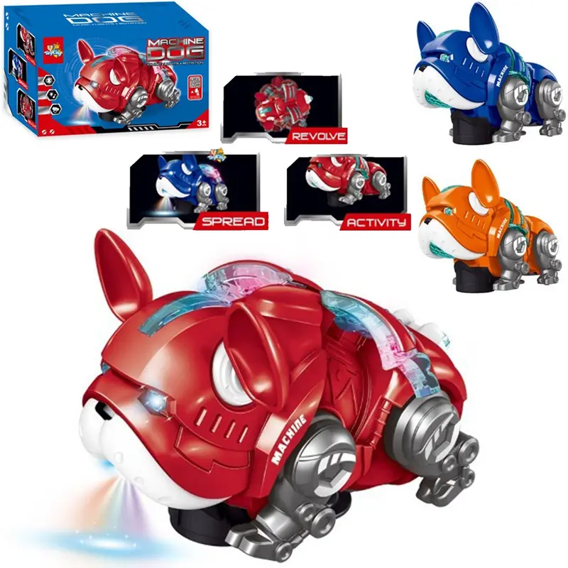 CACHORRO BULLDOG BATE E VOLTA MACHINE DOG COM SOM + LUZ A PILHA