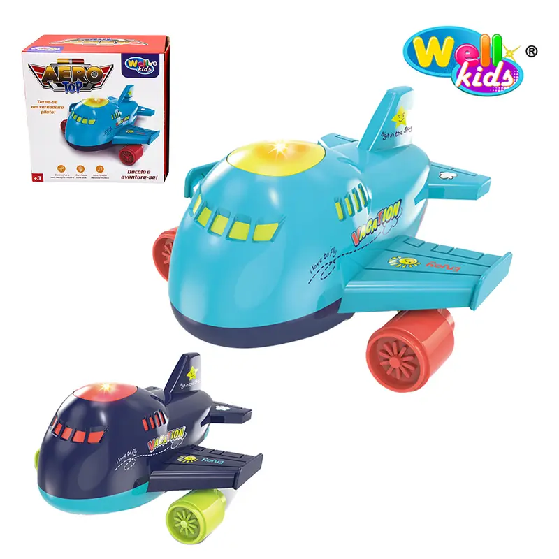 AVIAO BATE E VOLTA AERO TOP COM SOM E LUZ A PILHA 16X15X10CM