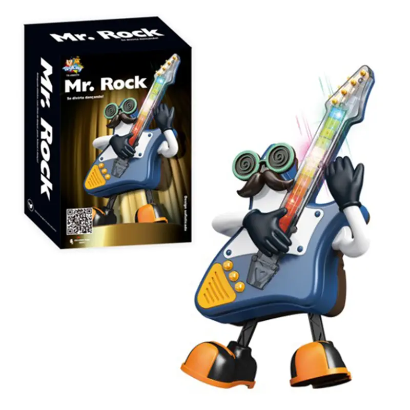BONECO ROBO GUITARRA MR. ROCK DANCARINO COM SOM E LUZ A PILHA