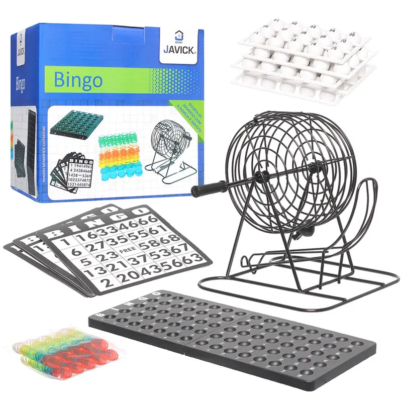 BINGO DE METAL COM 18 CARTELAS + 75 BOLINHAS E ACESSORIOS