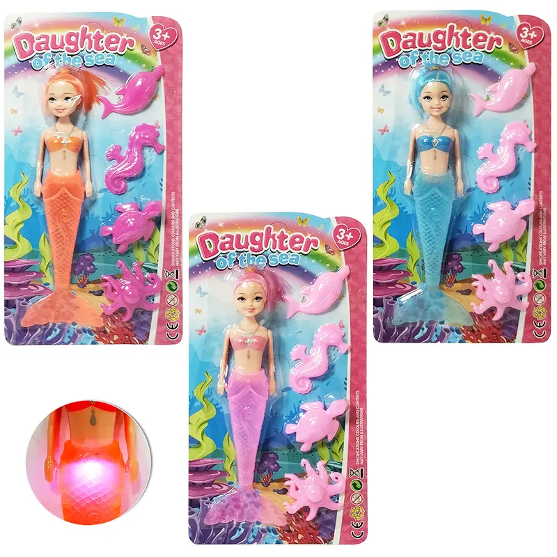 BONECA SEREIA DAUGHTER OF THE SEA COM BICHINHOS + LUZ A BATERIA 5 PECAS