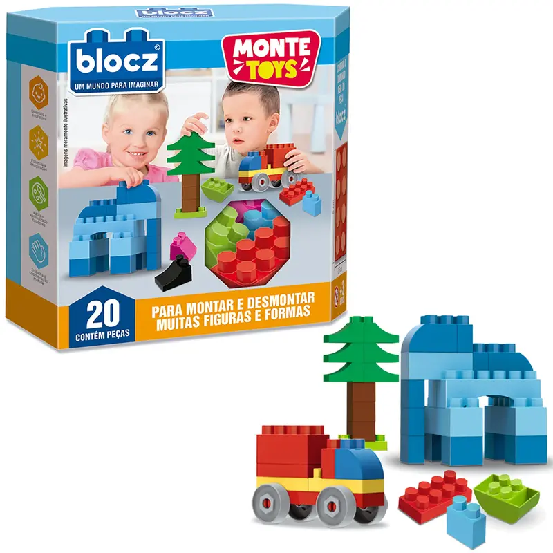 BLOCOS DE MONTAR BLOCKS MONTE TOYS COM 20 PECAS