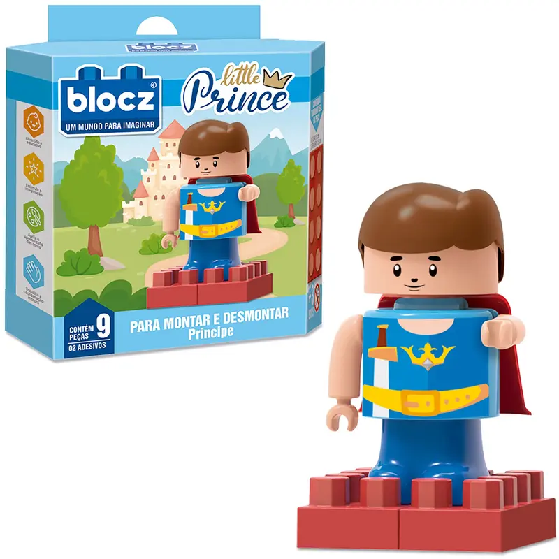 BLOCOS DE MONTAR BLOCKS PRINCIPE LITTLE PRINCE COM 2 ADESIVOS E 9 PECAS