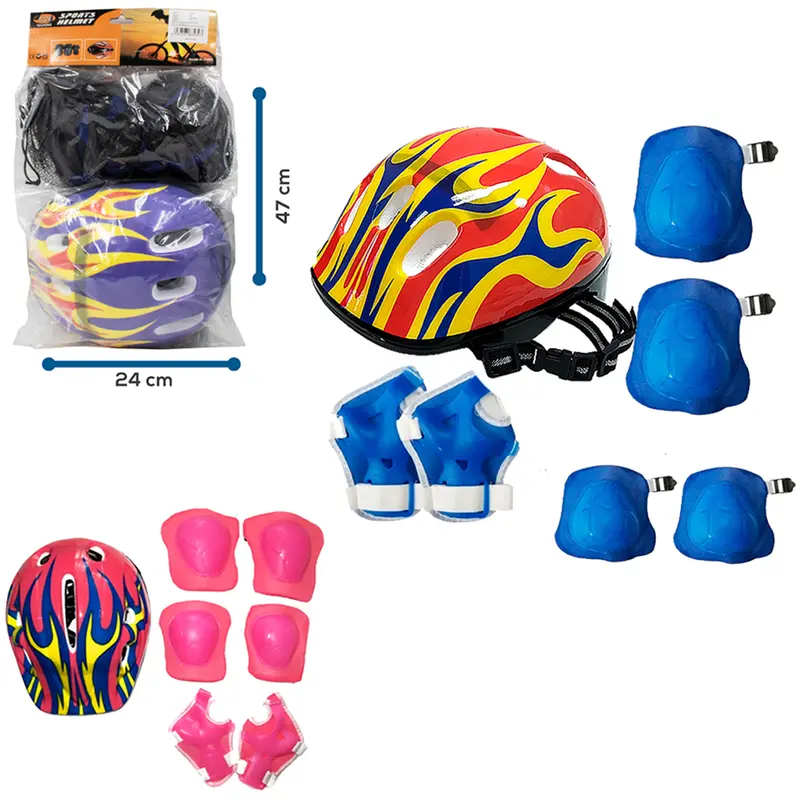 KIT PROTECAO JUVENIL COM CAPACETE + 2 COTOVELEIRAS + 2 JOELHEIRAS E 2 PROTETORES DE PULSO