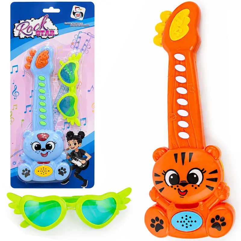 GUITARRA MUSICAL INFANTIL COM OCULOS A PILHA