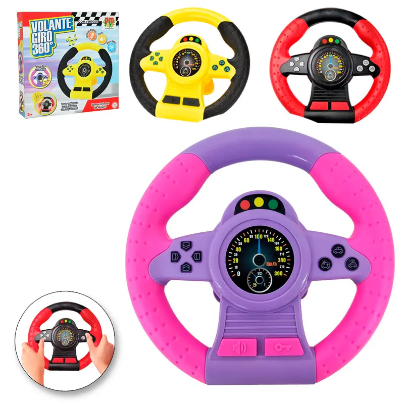 VOLANTE GIRO 360º MUSICAL INFANTIL COM VENTOSA A PILHA