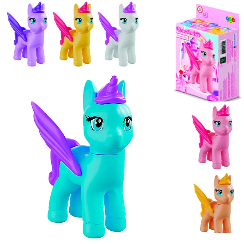 UNICORNIO / PONEY COM ASAS 12 PECAS 10X9X7CM