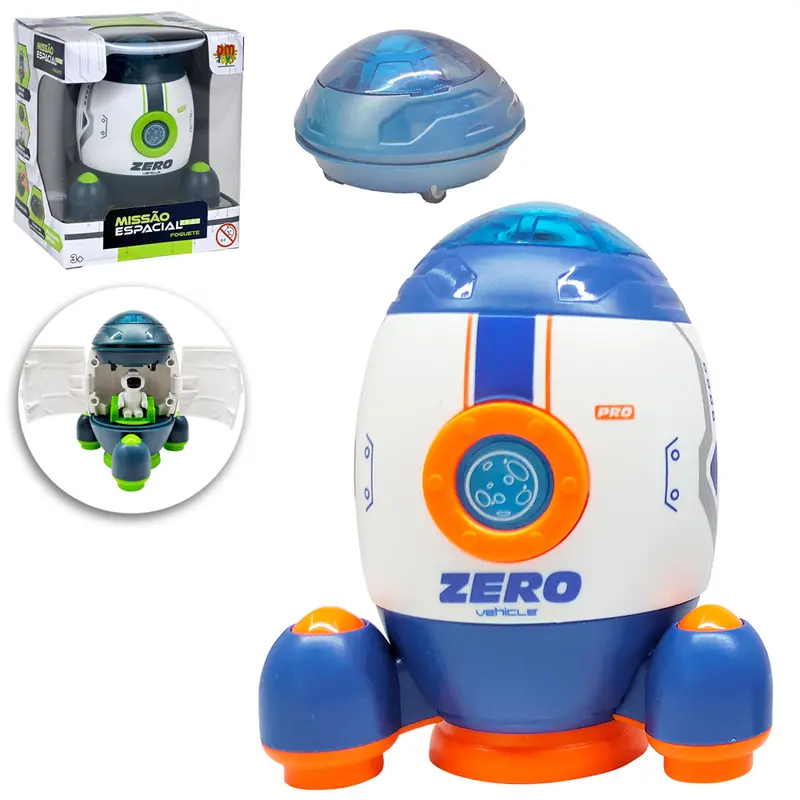 FOGUETE MISSAO ESPACIAL ZX-22 COM BONECO ASTRONAUTA E CAPSULA CARRO A FRICCAO PULL BACK