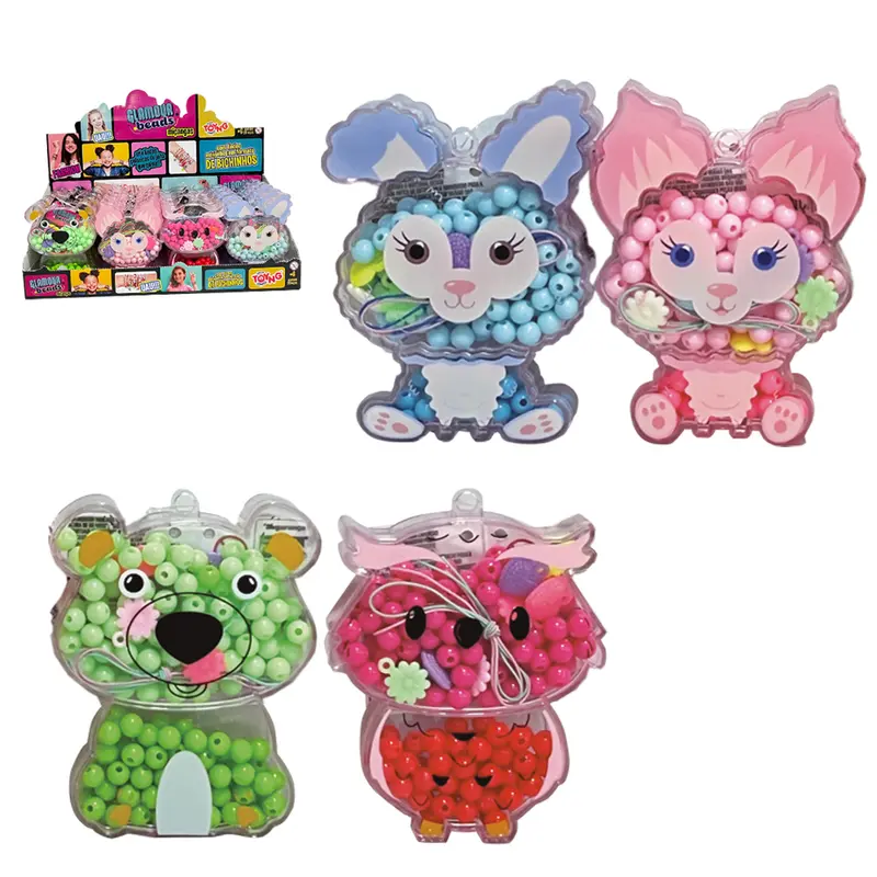KIT BELEZA / BIJUTERIA INFANTIL COM MICANGAS GLAMOUR BEADS NO ESTOJO BICHINHO DP PLAY