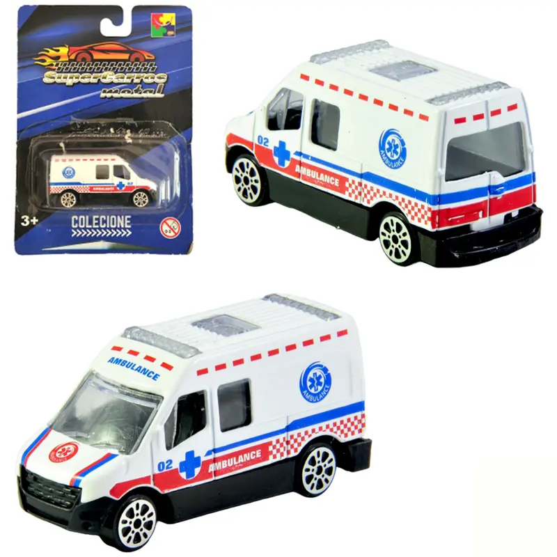 CARRO DE METAL AMBULANCIA RODA LIVRE SUPER CARROS CRT