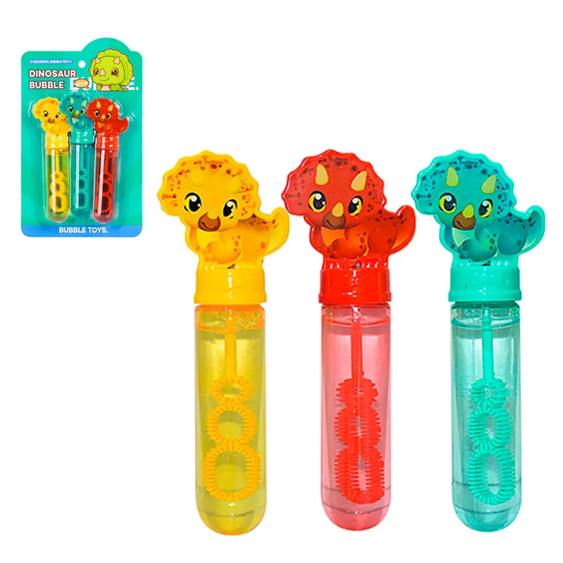 LANCA BOLHA DE SABAO NO TUBO DINOSSAURO DINOSAUR BUBBLE COM 3 PECAS 14CM