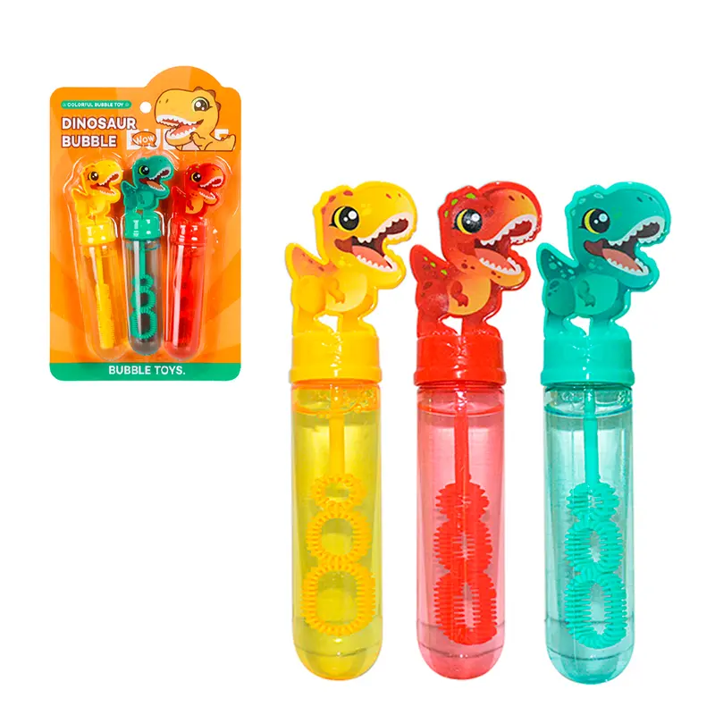 LANCA BOLHA DE SABAO NO TUBO DINOSSAURO DINOSAUR BUBBLE COM 3 PECAS 14CM