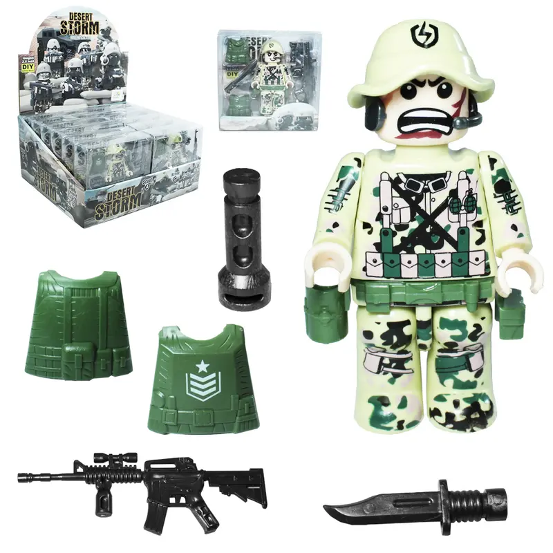 BONECO SOLDADO MILITAR MONTA E DESMONTA COM ACESSORIOS DESERT STORM TLEG