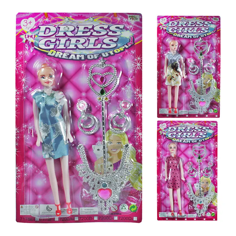 BONECA DRESS GIRLS COM VESTIDO + VARINHA MAGICA / CETRO 5 PECAS
