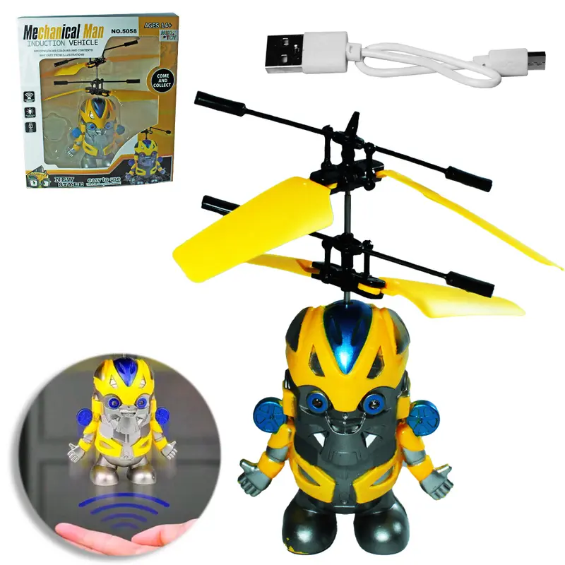 BONECO ROBO DRONE COM SENSOR DE APROXIMACAO RECARREGAVEL USB + LUZ