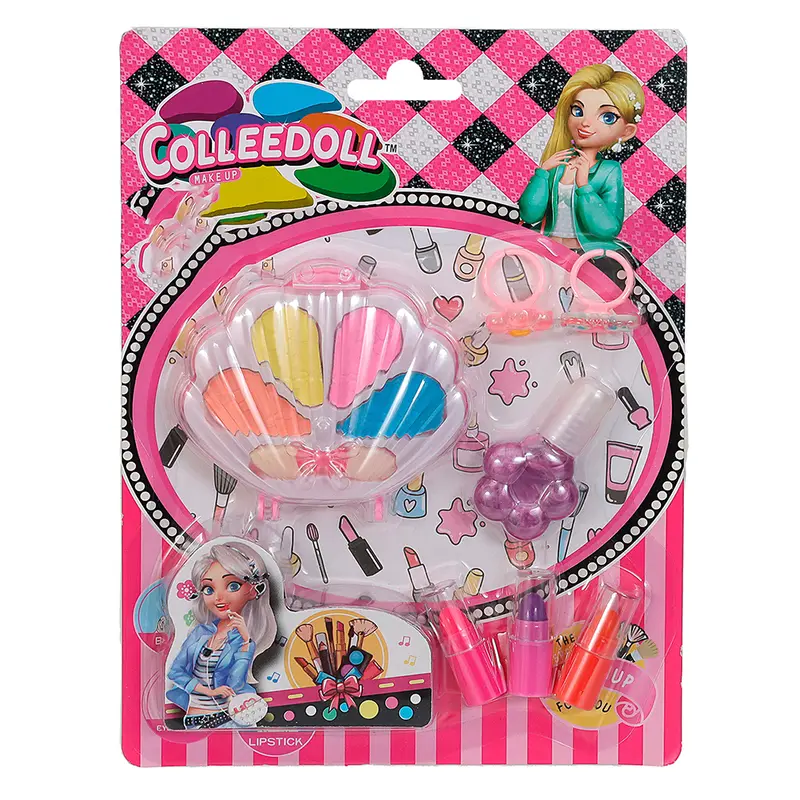 ESTOJO DE MAQUIAGEM COM SOMBRA + BATOM E ACESSORIOS PARA BONECA COLLEDOLL MAKE UP