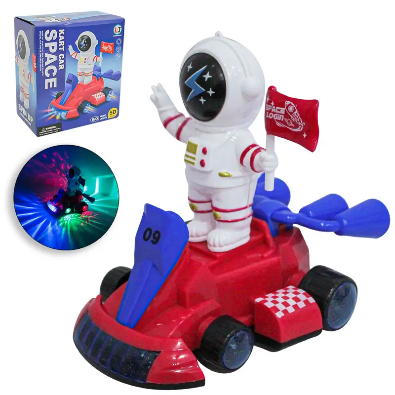 CARRO BATE E VOLTA KART CAR SPACE COM BONECO ASTRONAUTA + SOM E LUZ A PILHA