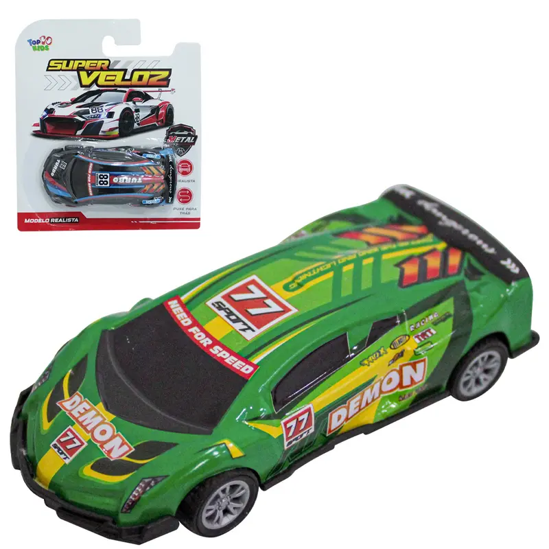 CARRO DE METAL A FRICCAO PULL BACK SUPER VELOZ TOP KIDS CRT