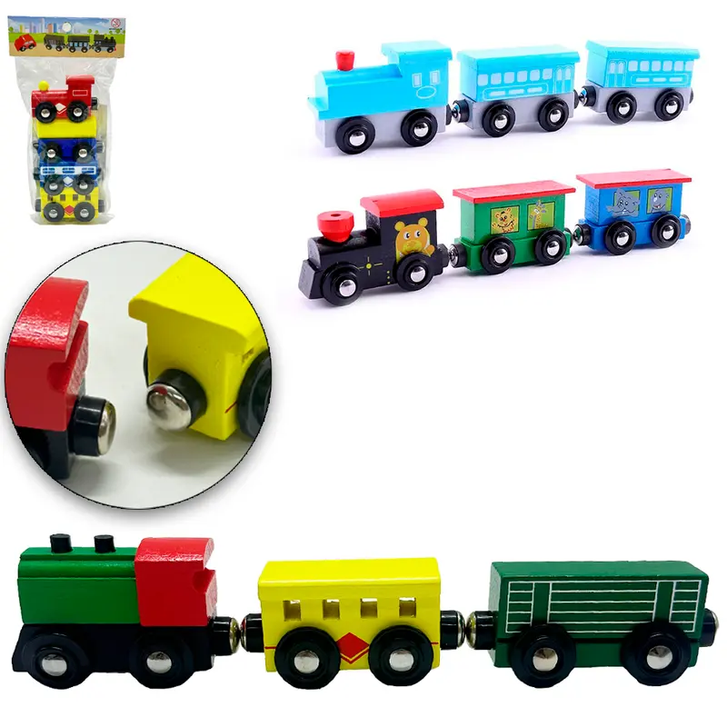 TREM / TRENZINHO DE MADEIRA MAGNETICO COM 3 PECAS