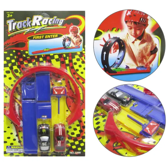 CARRO COM LANCADOR + PISTA LOOPING TRACK RACING COM 9 PECAS