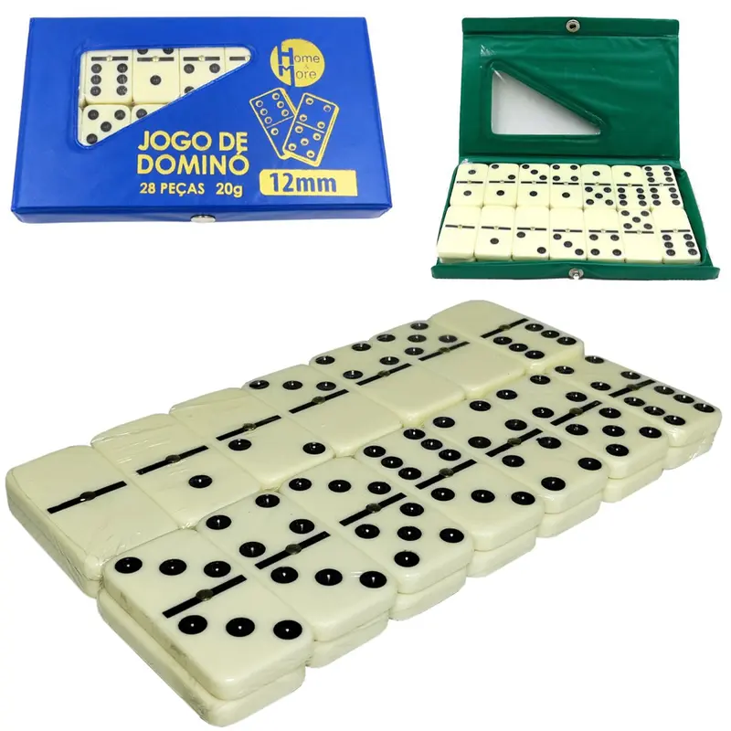 DOMINO TIPO OSSO 45X25X12MM NO ESTOJO DE PLASTICO COLORS