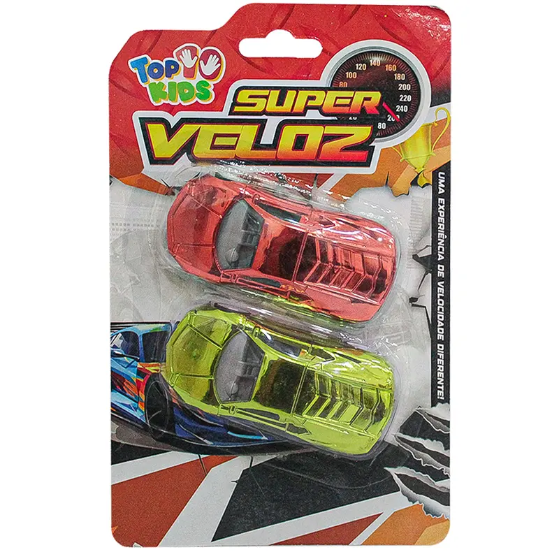 CARRO SUPER VELOZ TOP KIDS RODA LIVRE COM 2 PECAS