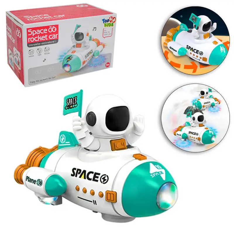 FOGUETE SPACE ROCKET CAR 360º BATE E VOLTA COM ASTRONAUTA + SOM E LUZ TOP KIDS A PILHA