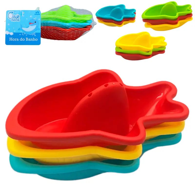 BRINQUEDO PARA BANHO BARCO EMPILHAVEL CUTTIE BABY COM 3 PECAS NA REDE