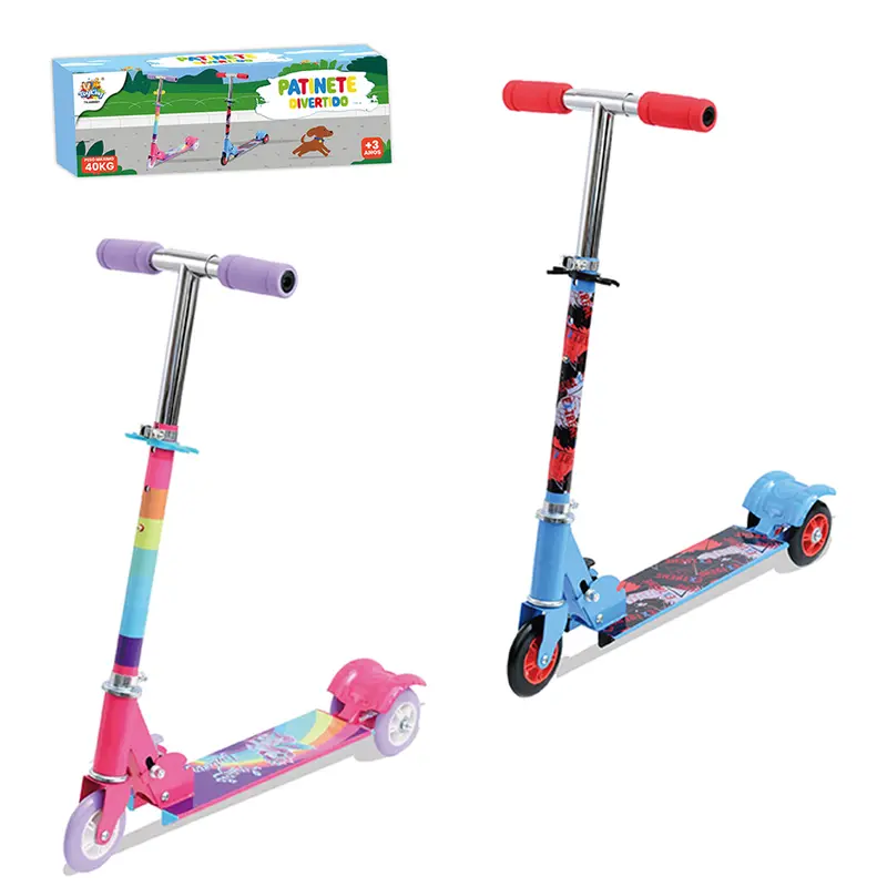 PATINETE DIVERTIDO DE METAL DOBRAVEL COM 3 RODAS + FREIO TRASEIRO 75X60X27CM