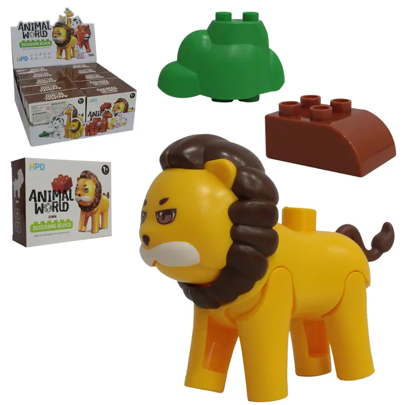 BLOCOS DE MONTAR ANIMAL WORLD LEAO BUILDING BLOCK 3 PECAS DP PLAY