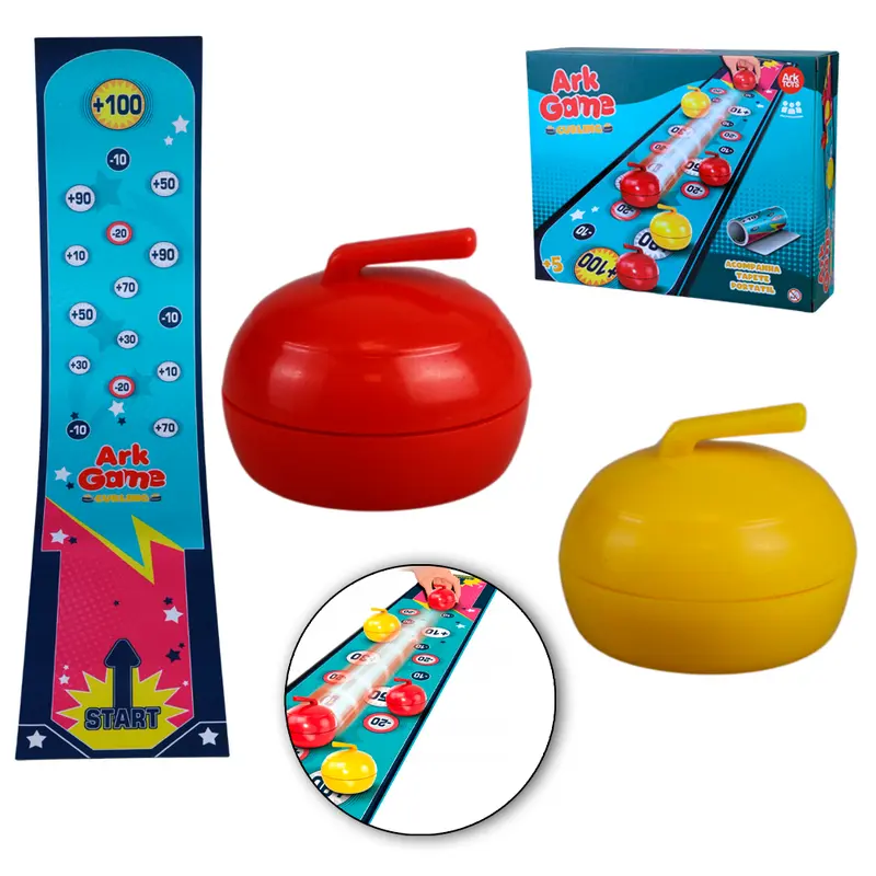 JOGO CURLING COM TAPETE PORTATIL 90X20CM + 6 PEDRAS COM ESFERA DE INOX ARK GAME