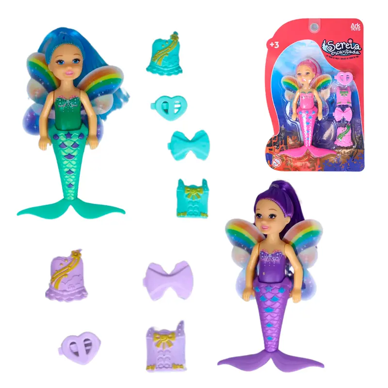 BONECA FADA / SEREIA ENCANTADA ARCO IRIS COM ACESSORIOS 5 PECAS
