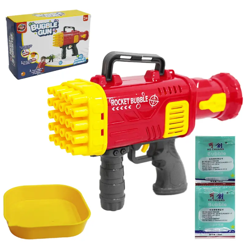 LANCA BOLHA DE SABAO PISTOLA BUBBLE GUN COM 25 FUROS + 2 REFIS A PILHA