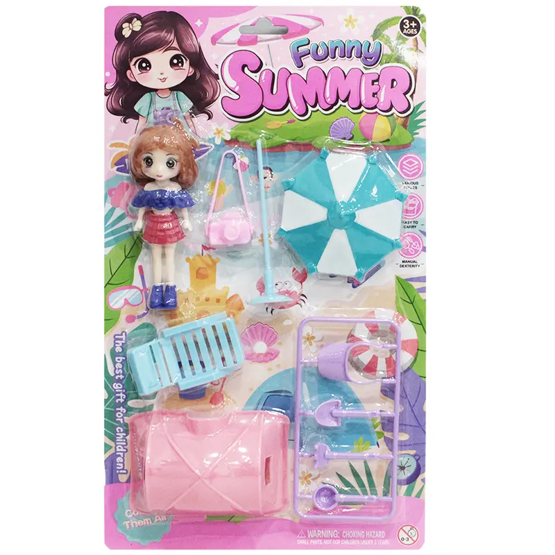 BONECA COM CAMERA FOTOGRAFICA + CADEIRA E ACESSORIOS FUNNY SUMMER 7 PECAS