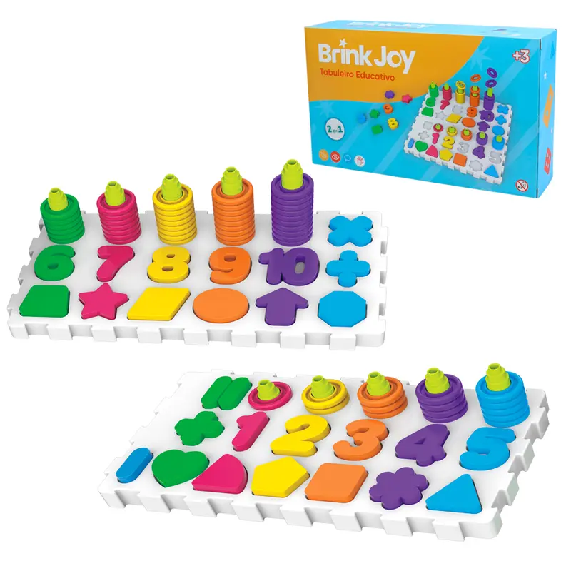 TABULEIRO DIDATICO EDUCATIVO NUMEROS + SINAIS MATEMATICA E FORMAS BRINK JOY COM 140 PECAS