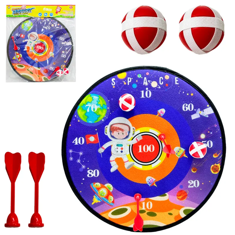 JOGO DE DARDOS COM 2 DARDOS + 2 BOLAS DE VELCRO + ALVO REDONDO 36CM DE Ø