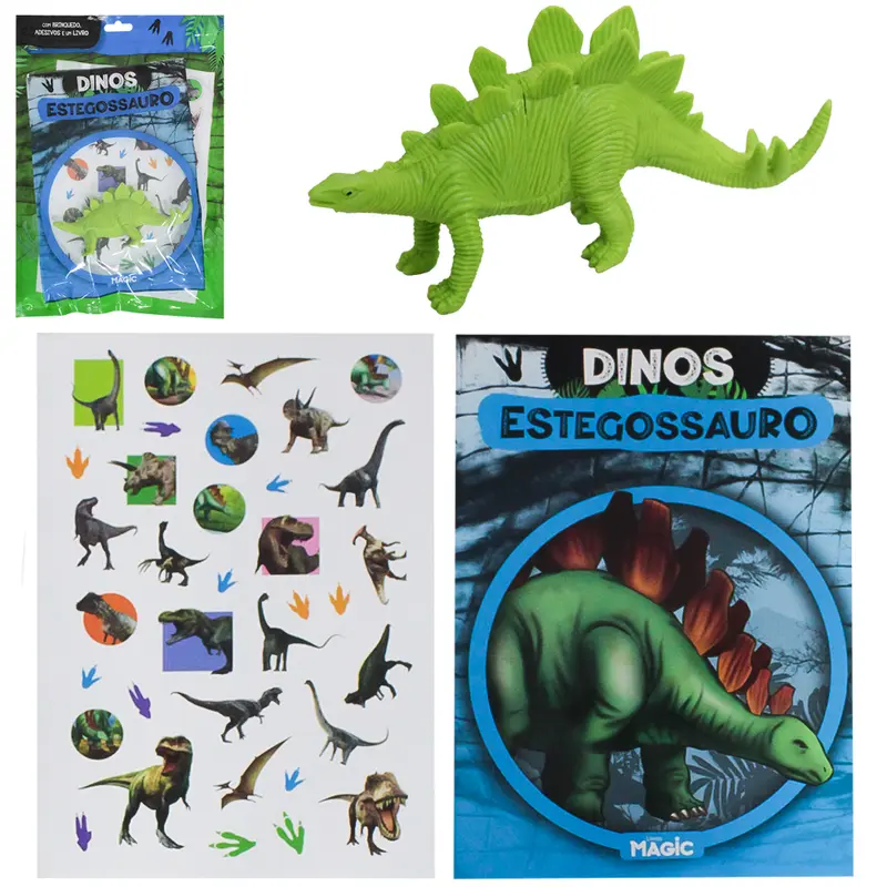 LIVRO DINOS ESTEGOSSAURO C/DINOSSAURO + ADESIVOS 17,5X14CM