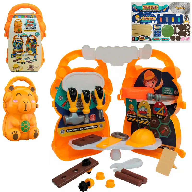 KIT FERRAMENTA INFANTIL COM SERROTE + MARTELO E ACESSORIOS TOOL CRIB X-CELL 47 PECAS NA MALETA CAPIVARA