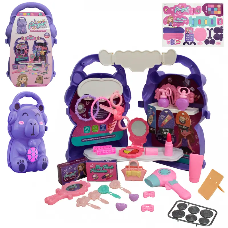 KIT BELEZA INFANTIL COM SECADOR + ESPELHO E ACESSORIOS ANGEL BEAUTY X-CELL 48 PECAS NA MALETA CAPIVARA
