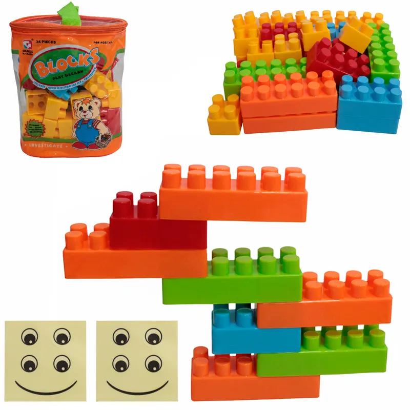 BLOCOS DE MONTAR BLOCKS COM 34 PECAS NO ESTOJO