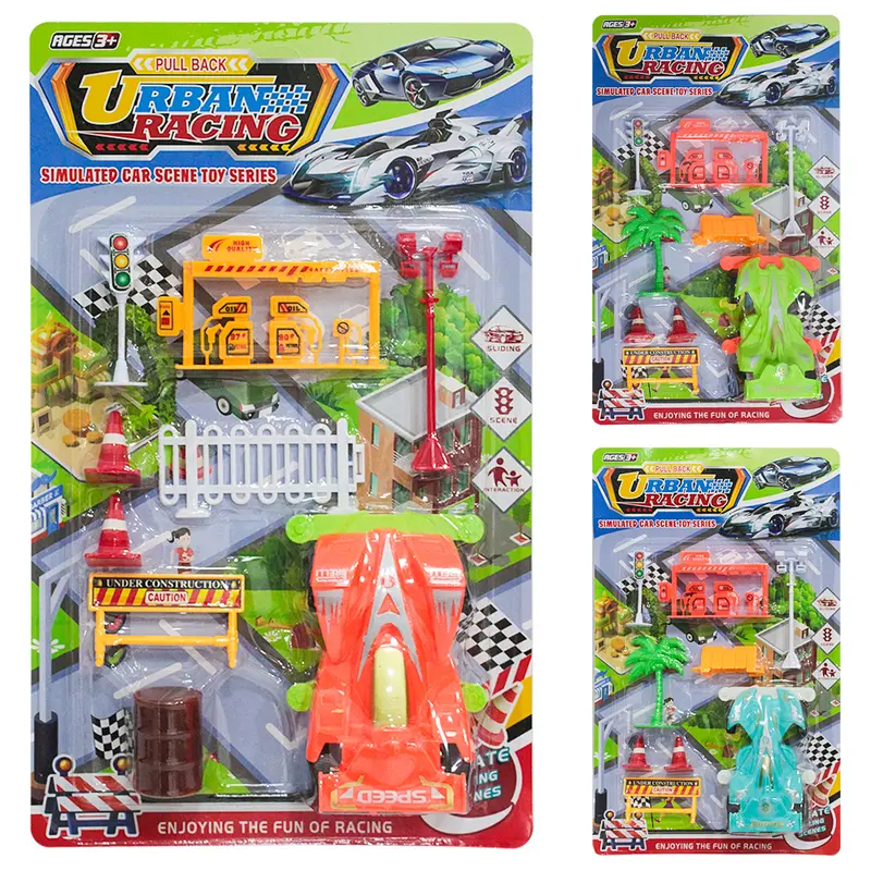 CARRO A FRICCAO PULL BACK COM ACESSORIOS URBAN RACING 9 PECAS