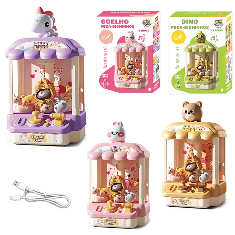 MAQUINA GARRA PEGA BICHINHOS DE PELUCIA INFANTIL COM SOM + LUZ E ACESSORIOS