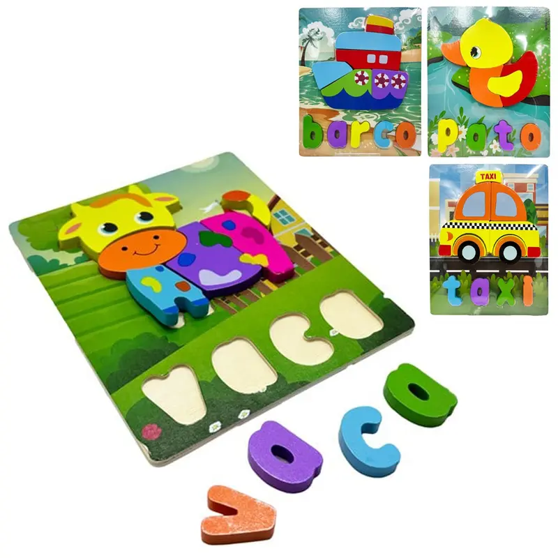 TABULEIRO DIDATICO EDUCATIVO QUEBRA CABECA DE ENCAIXE DE MADEIRA COM 11 PECAS 18X15CM