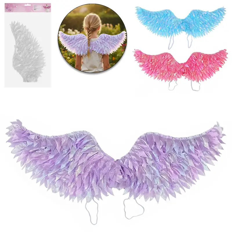 FANTASIA ASA DE ANJO PARA FESTA COM MICRO LED A BATERIA