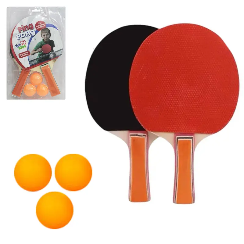 RAQUETE DE PING PONG COM 2 PECAS + 3 BOLINHAS TOP KIDS