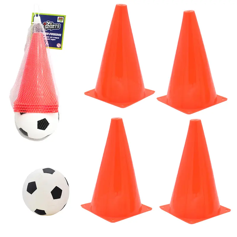 KIT TREINO FUTEBOL COM BOLA + 4 CONES DM SPORTS NA REDE