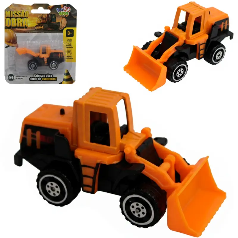 TRATOR PA CARREGADEIRA DE METAL MISSAO OBRA TOP KIDS RODA LIVRE CRT