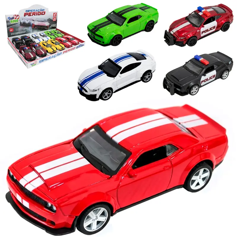 CARRO DE METAL A FRICCAO PULL BACK OPERACAO PERIGO TOP KIDS 12X5,5X3,5CM DP PLAY