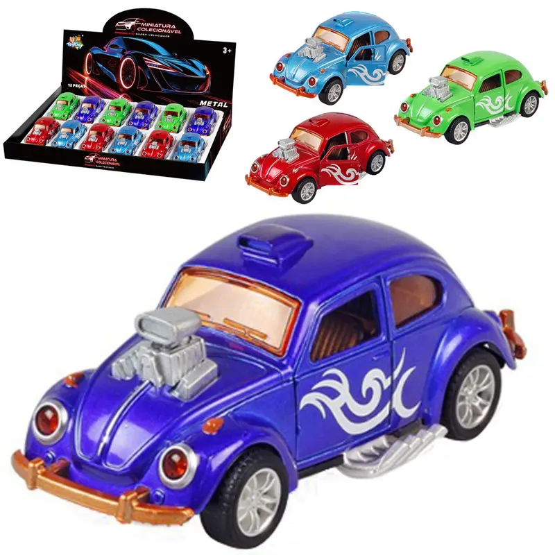 CARRO DE METAL FUSCA A FRICCAO PULL BACK MINIATURA COLECIONAVEL DP PLAY
