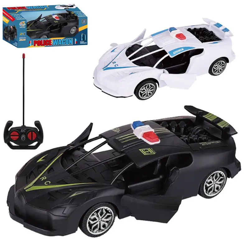 CARRO COM CONTROLE REMOTO SEM FIO POLICIA WAGON 7 FUNCOES A BATERIA RECARREGAVEL